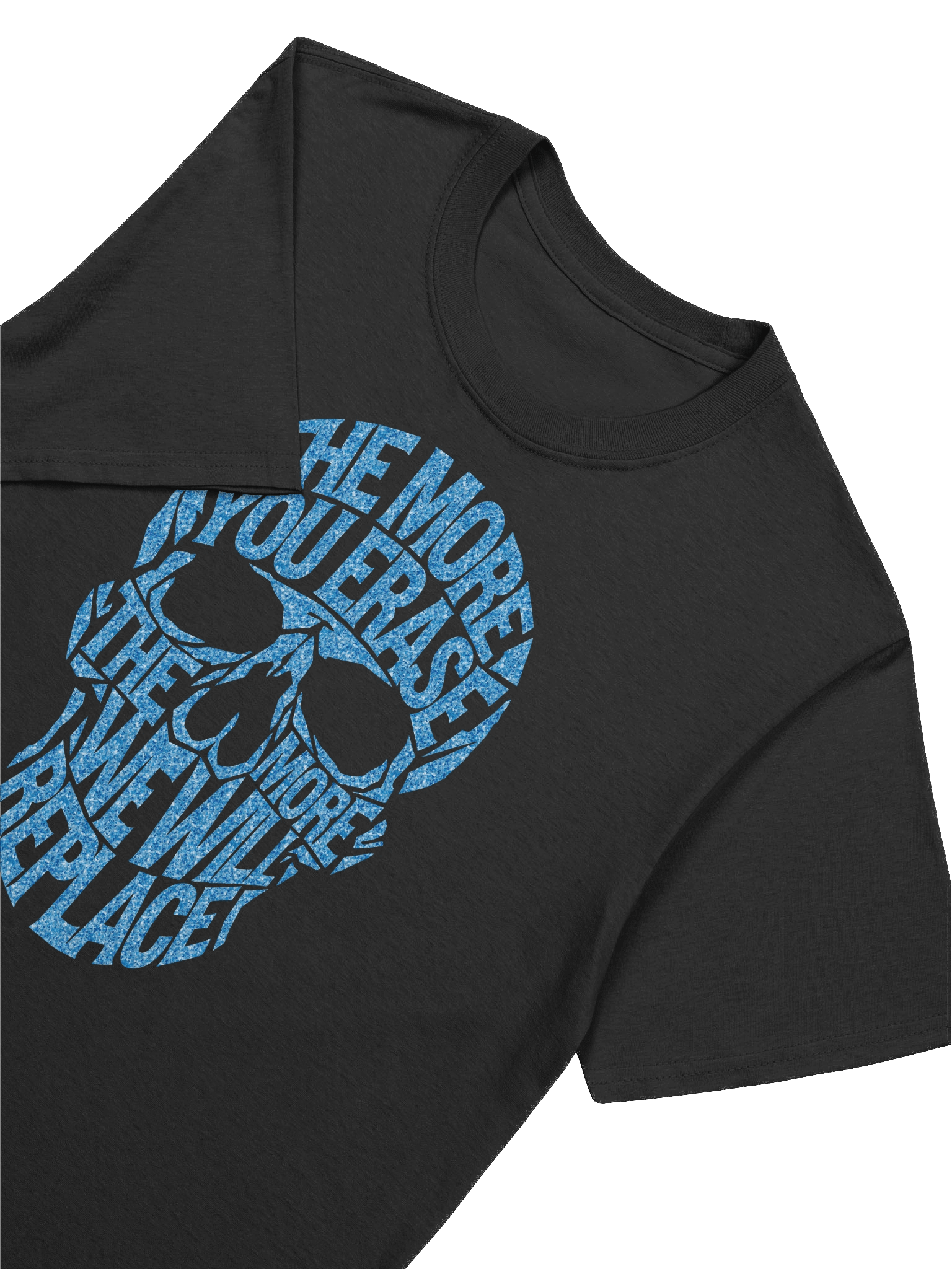 THE MORE YOU ERASE SKULL Graphic T-Shirt Speckled Blue product image (1)