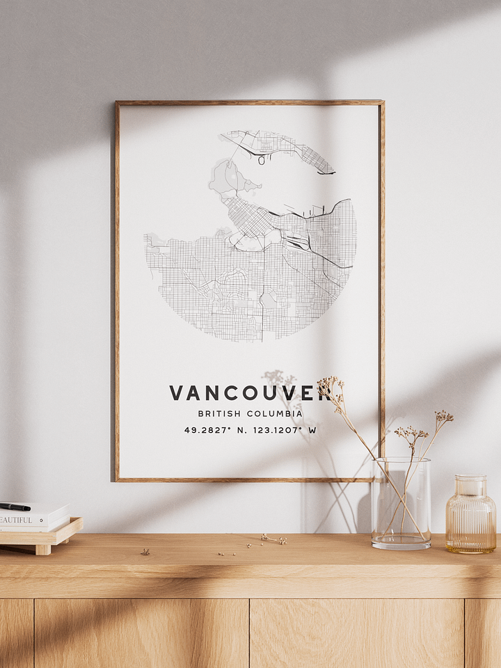 Vancouver Street Map Poster – White Minimalist Circular City Art product image (1)