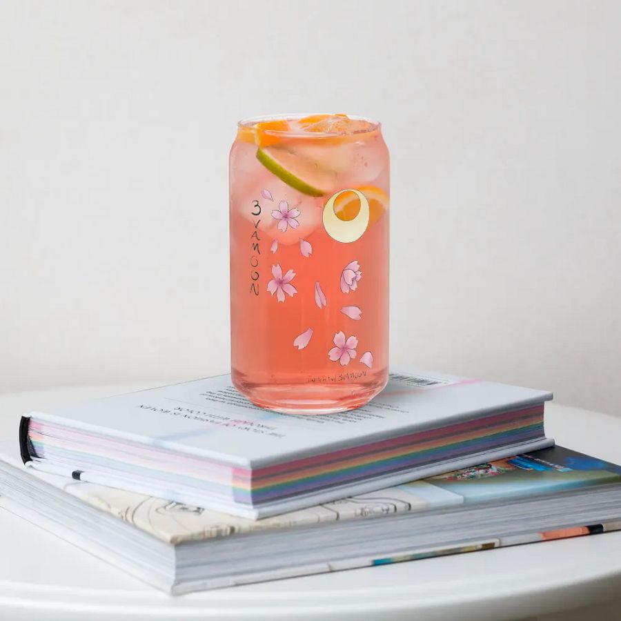 Sakura Moon 16 oz Glass with or without lid/straw product image (12)