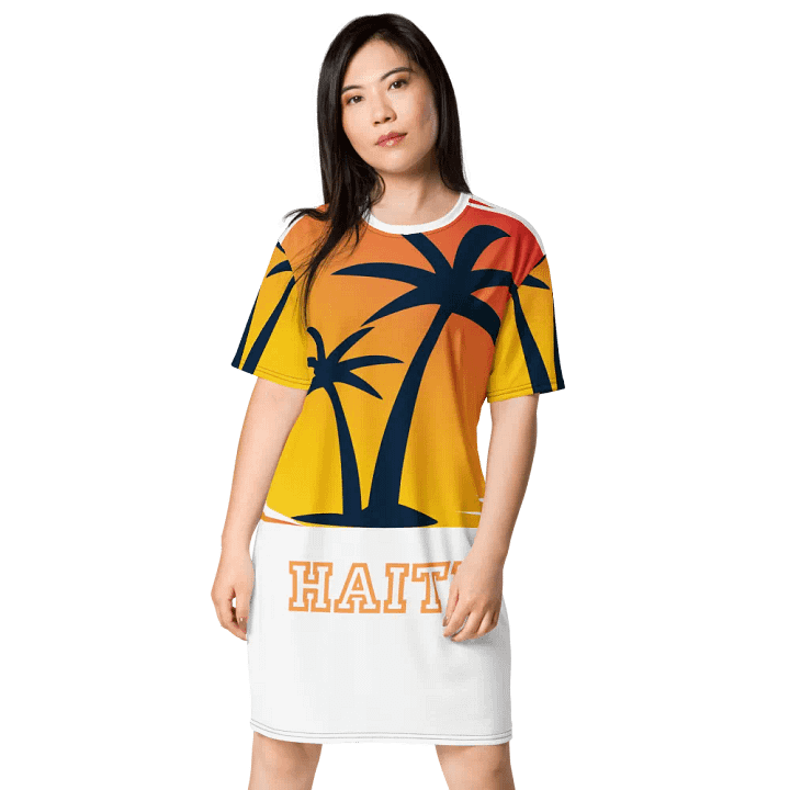 Sunset Palm Paradise T-Shirt Dress product image (1)
