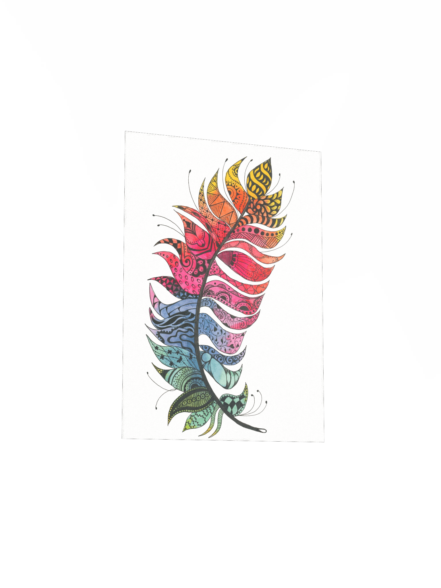 Vibrant Zentangle Feather Print product image (17)