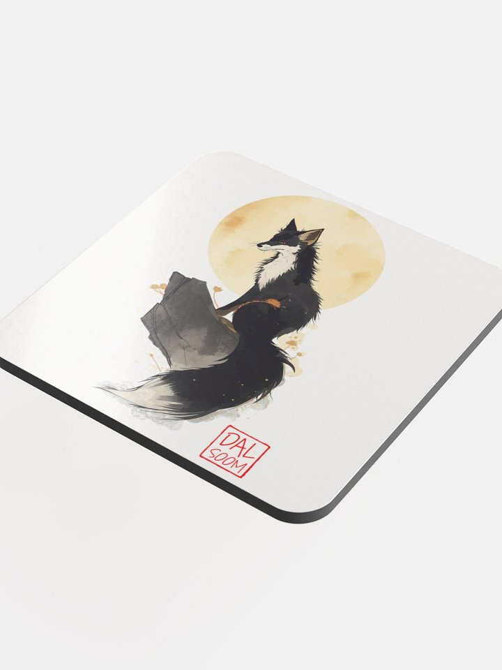 Moonlit Fox Glossed Cork Coaster product image (1)