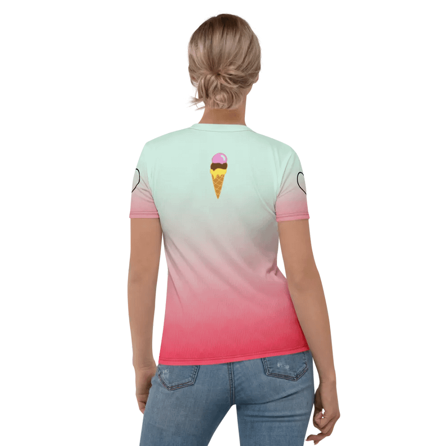 Girl with the ice cream (art by Dina R.) tempera painting picture - Womens Crew Neck T-Shirt product image (4)