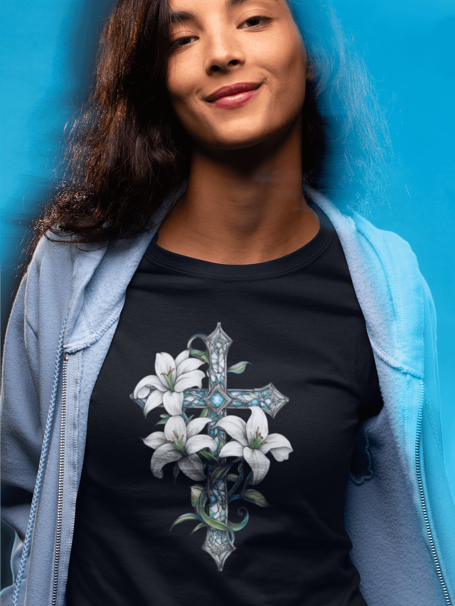 "Lilies of Grace" Cross T-Shirt product image (1)