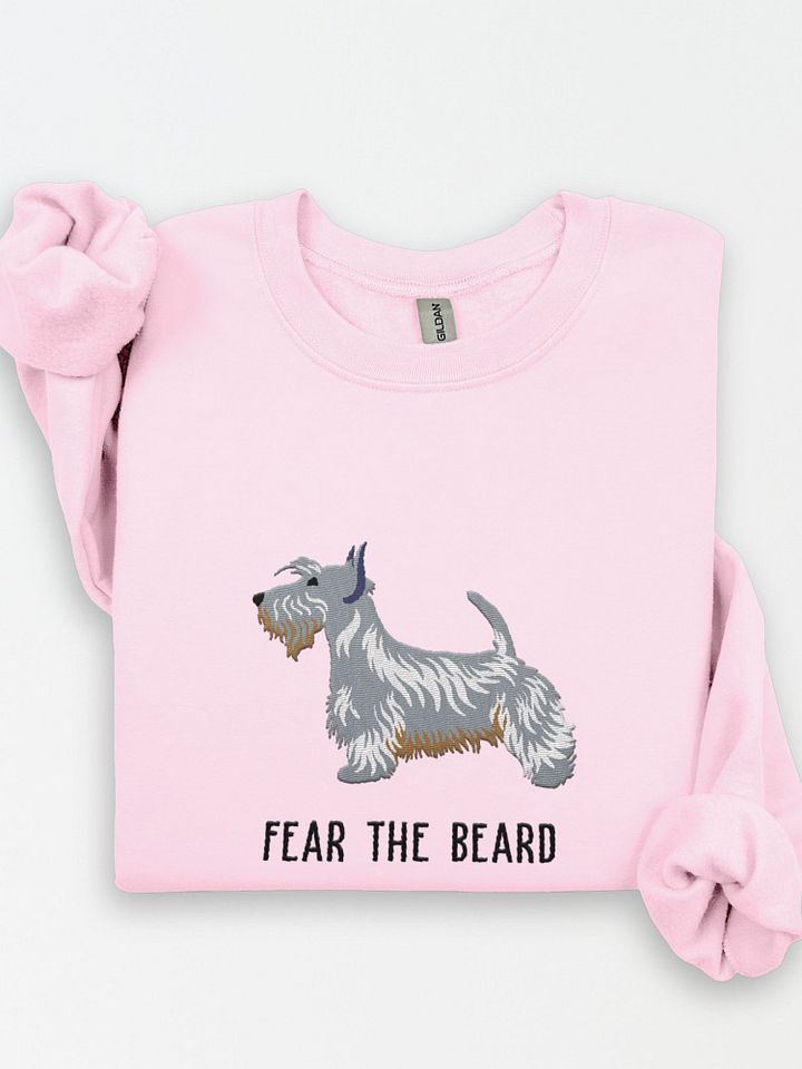 Fear the Beard Sweatshirt (Embroidered) of a Scottish Terrier(Blue) product image (1)