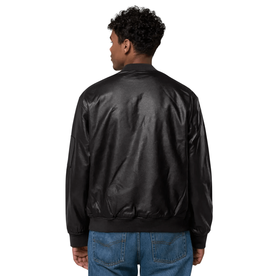 Bubbly and a B (leaf shadow design) faux leather bomber jacket product image (8)