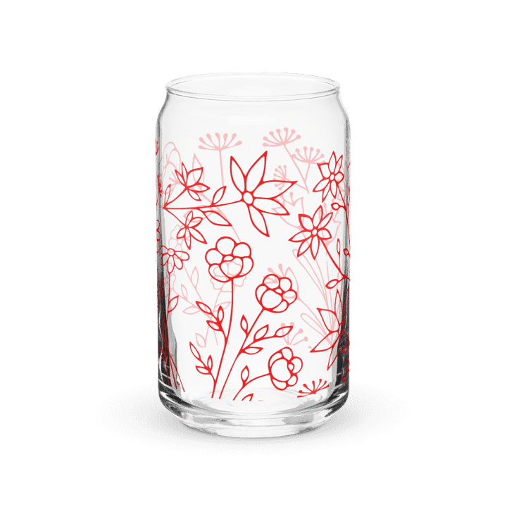 Red Floral Design Glass Can product image (2)