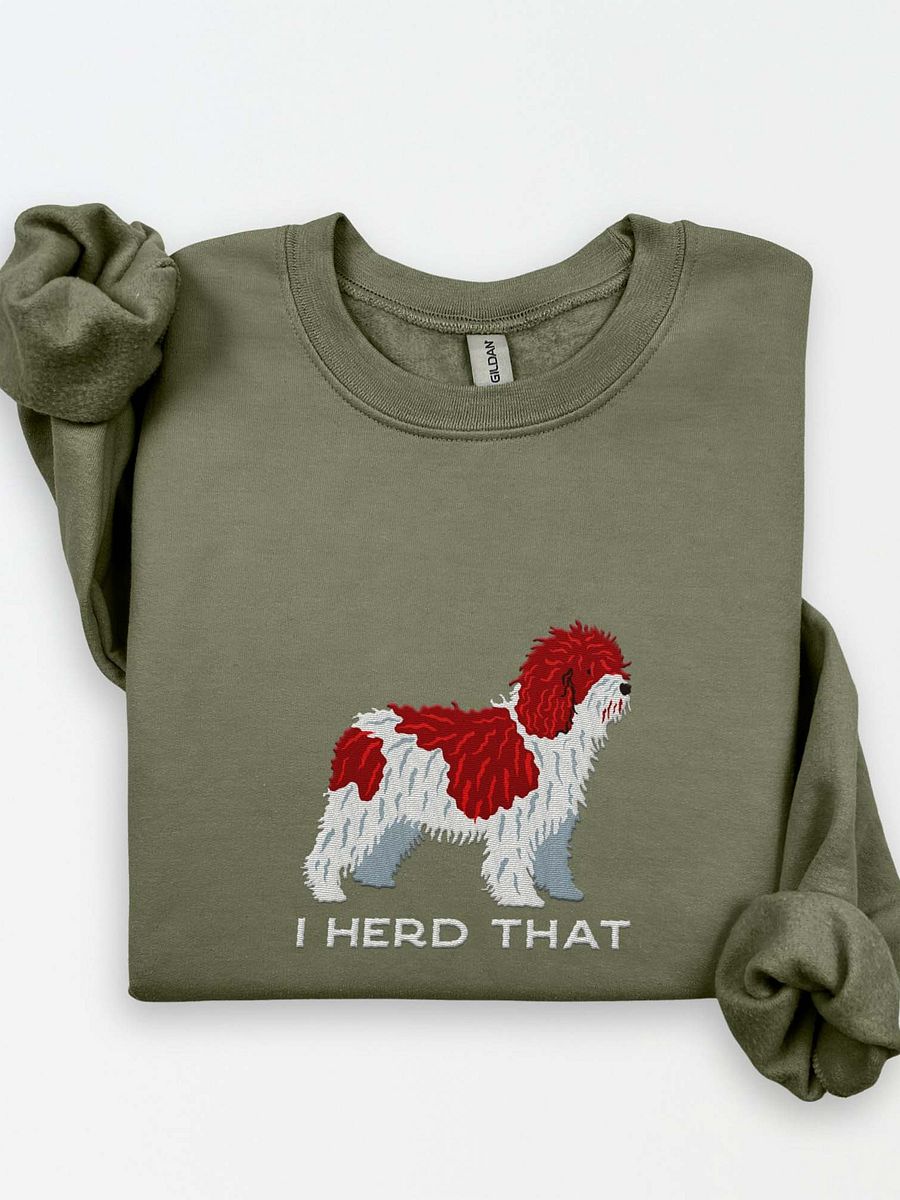 I Herd That Sweatshirt (Embroidered) of a Spanish Water Dog(Chocolate & White) product image (1)