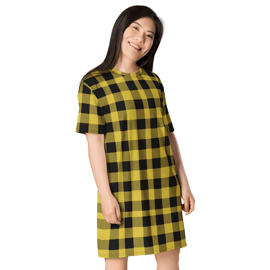 T-SHIRT DRESS VINTAGE CHECKERED ORANGE YELLOW product image (8)