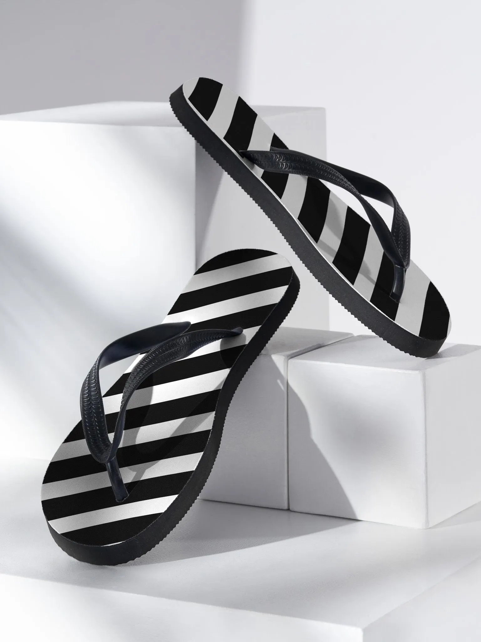 Black & White Stripes Flip Flops product image (3)