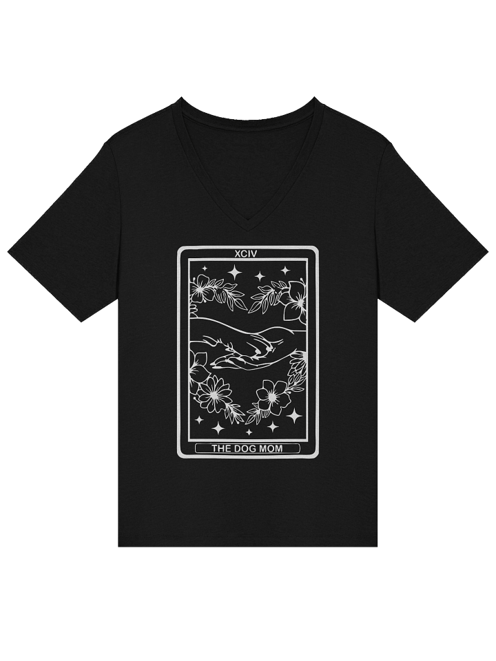 🌙 “V-Neck Dog Mom Tarot Tee [White Print]” product image (2)