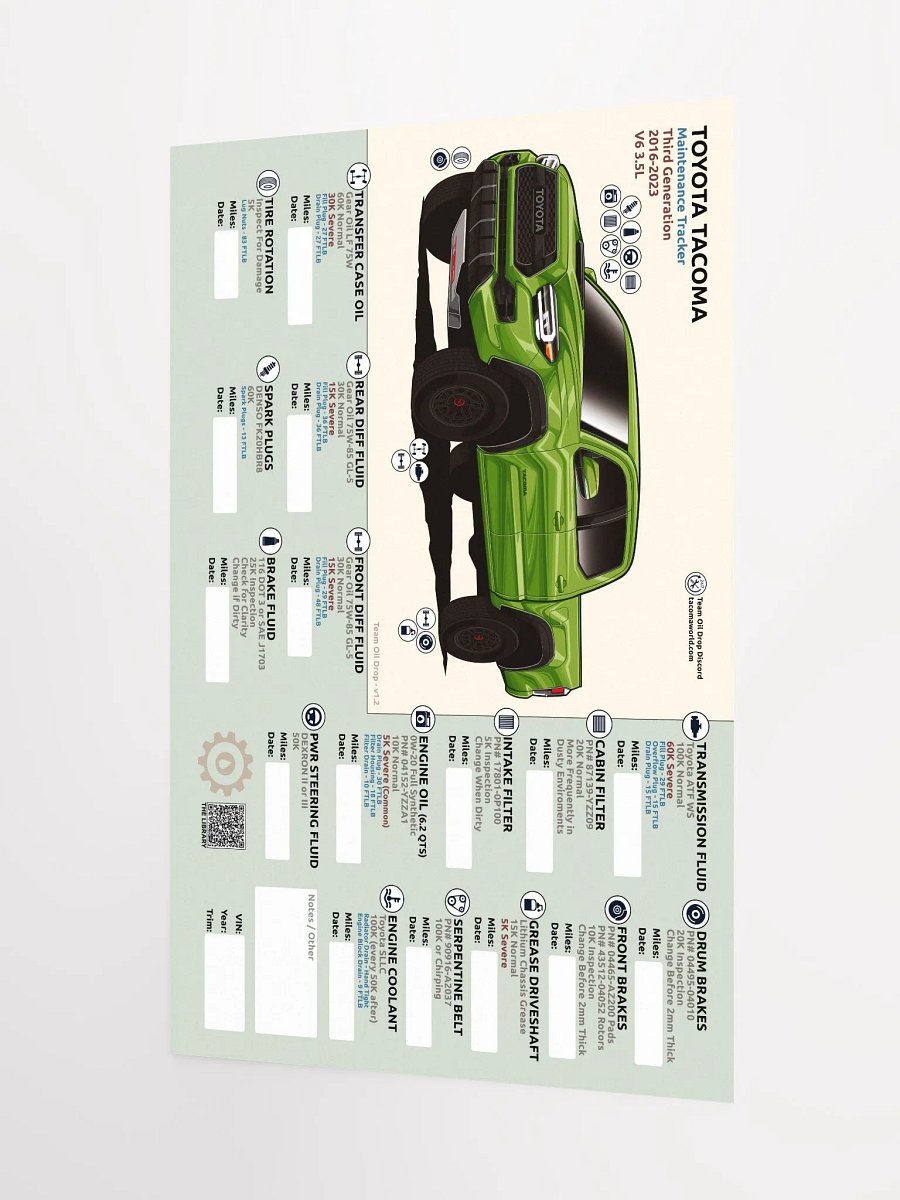 3RD GEN MAINTENANCE TRACKER V1.2 - Lime product image (4)