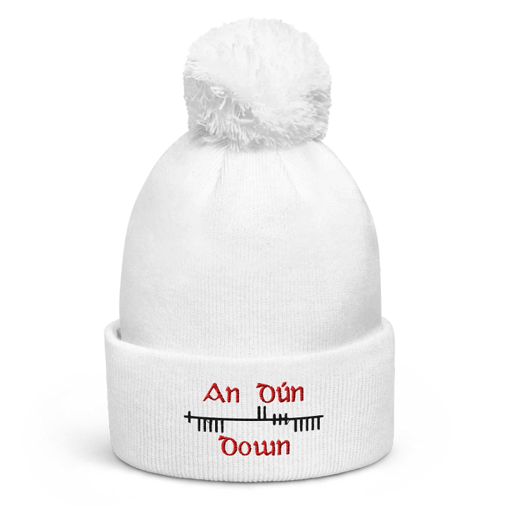 Down/An Dún, Orthodox style Ogham embroidered Pom-Pom Beanie product image (1)