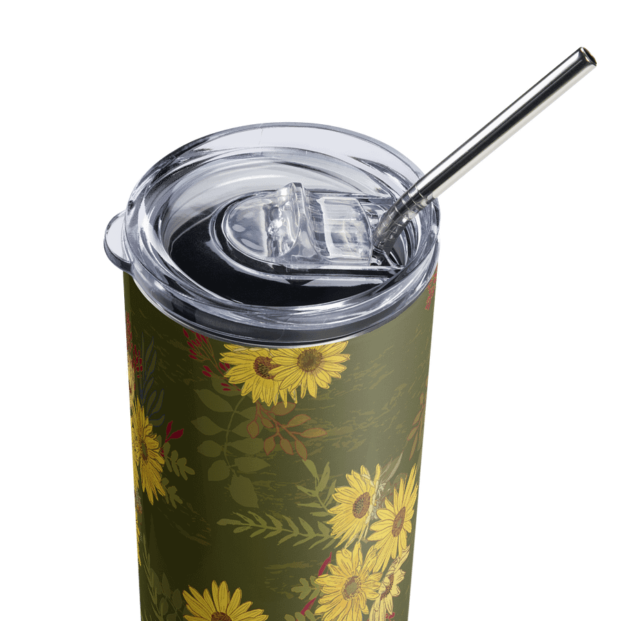 Helianthus Sunflower 20-ounce Stainless Steel Tumbler with Straw - Green product image (4)