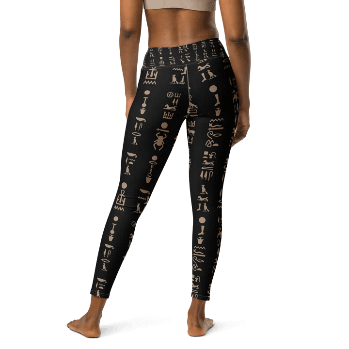 Isis Black Full Pattern Hieroglyphs Yoga Leggings product image (2)