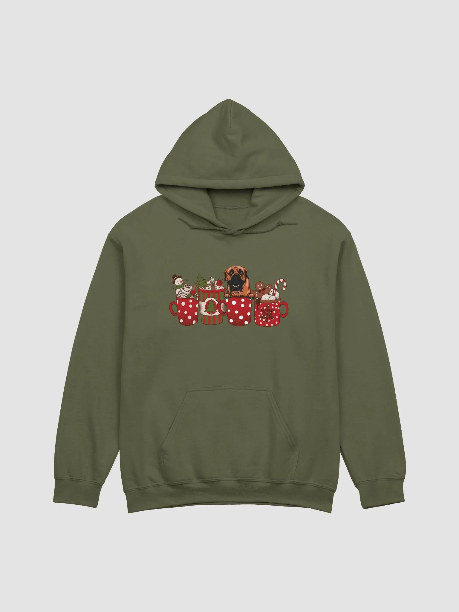 Cute Boerboel in a Christmas Cup Hooded Sweatshirt | Funny Christmas Pup in a Cup product image (14)