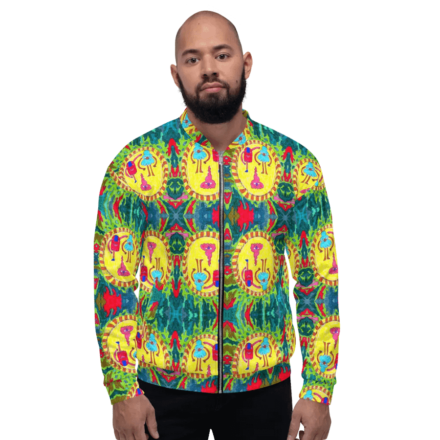 Abstract Doodle Folk Unisex Bomber Jacket product image (6)