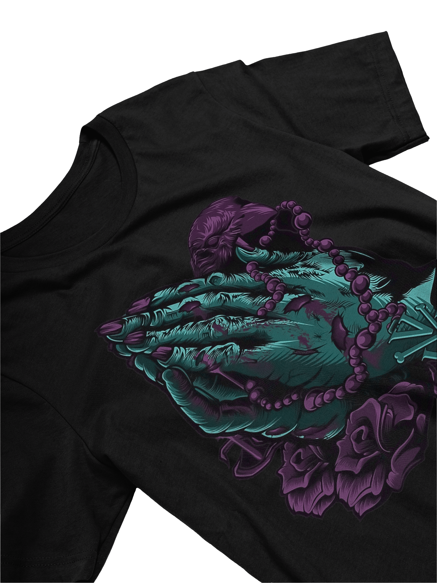Gothic Prayer Hands & Crow T-Shirt product image (3)