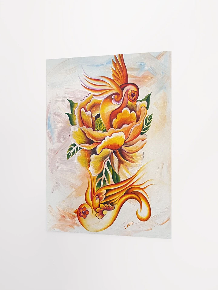 MONARCH ORANGE PEONY AND SPARROWS PRINT product image (6)