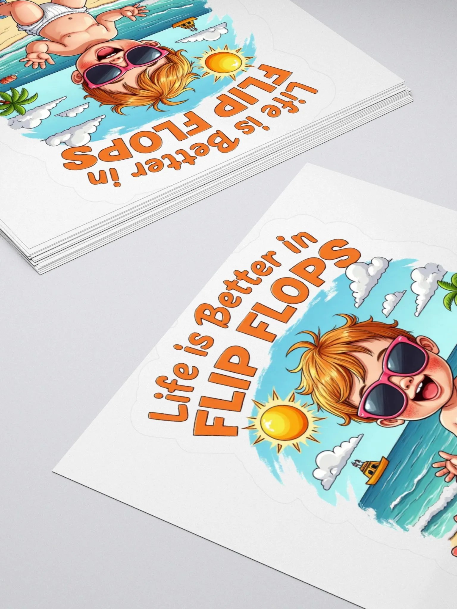 Cheerful Beach Baby Kiss Cut Stickers product image (11)