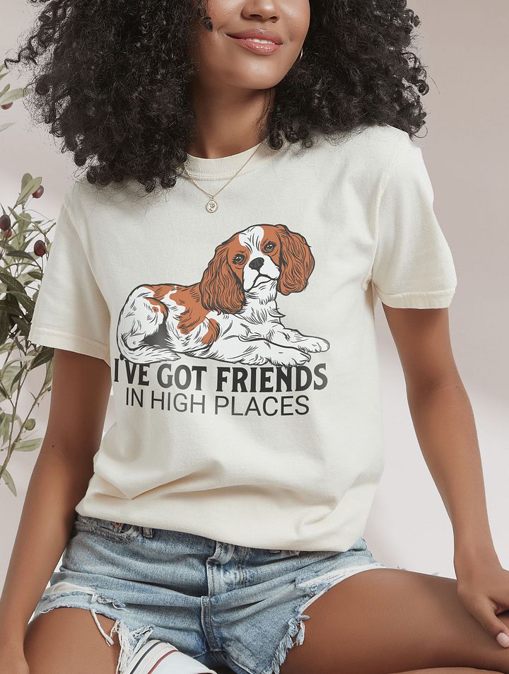 I've Got Friends in High Places T-Shirt of a Cavalier King Charles Spaniel | Funny T-Shirt for Spaniel Paw-rents product image (25)