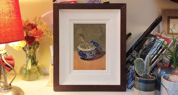 241017 Blue Patterned Bowl Still Life. Original Study Artwork. product image (2)