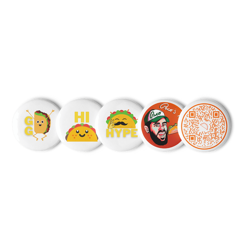 Cheerful Taco Pin Button Set