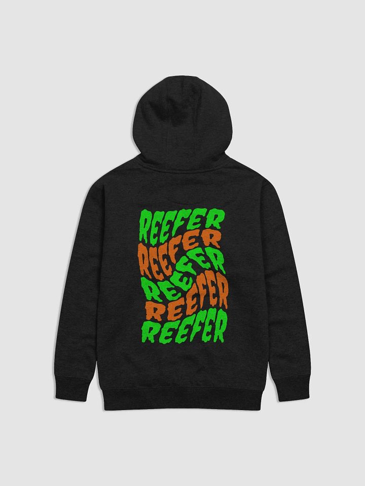 Orange Green Reefer Black Unisex Hoodie, Weird Weed Winter Fashion, Stoner Style Cannabis Clothing product image (1)