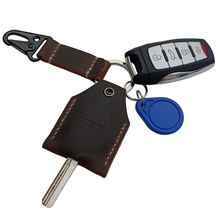 MEEBOY Leather Key Sleeve Key Ring Holder Vintage Cover Protective Key Case Covers Key protector handmade Keys Organizer product image (1)