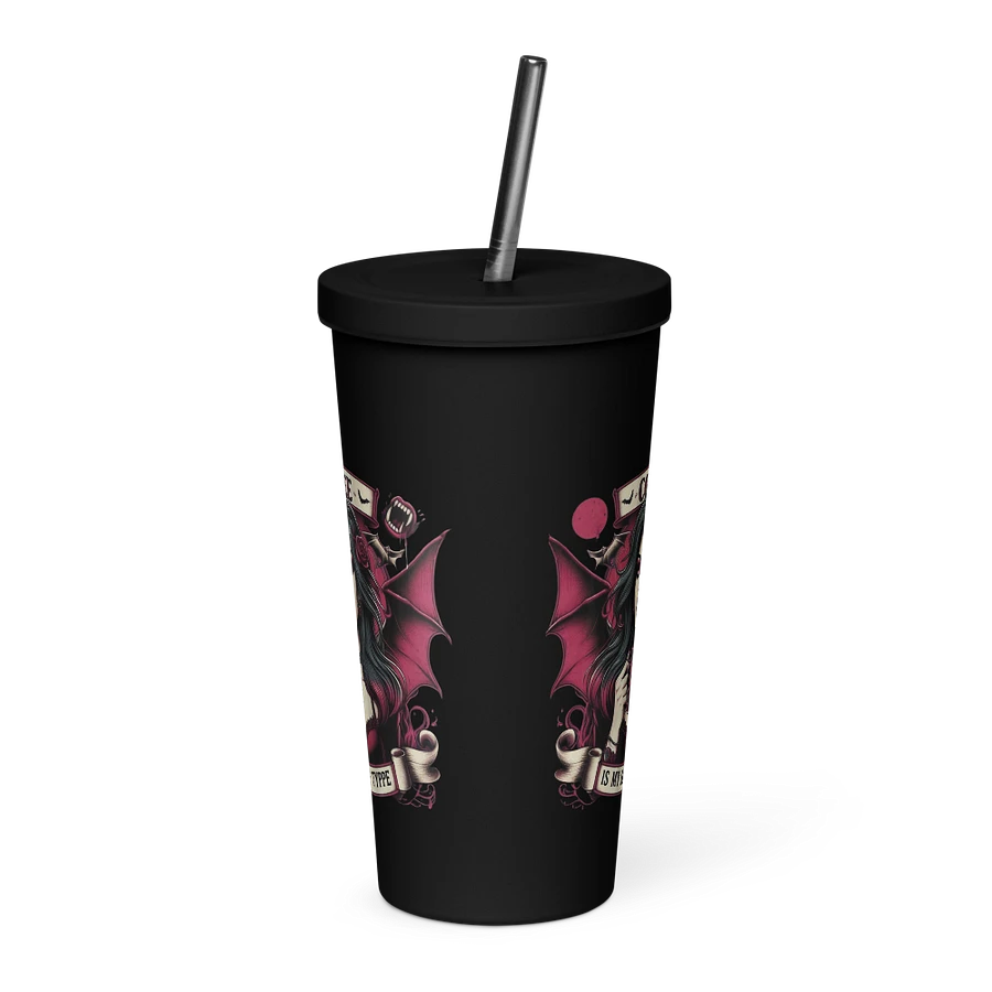 Coffee Is My Blood Type - Insulated Tumbler with a Straw product image (5)