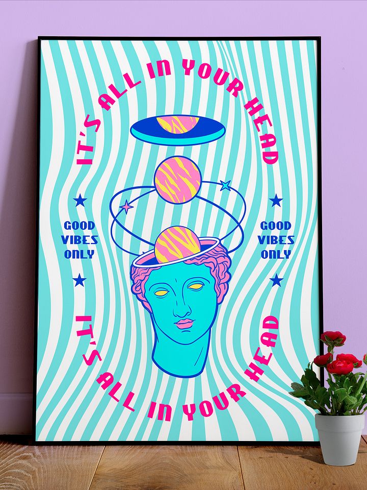 Retrowave poster/Vaporwave print: Good vibes only — anime poster, aesthetic poster, video game poster, neon light, 90s decor product image (1)