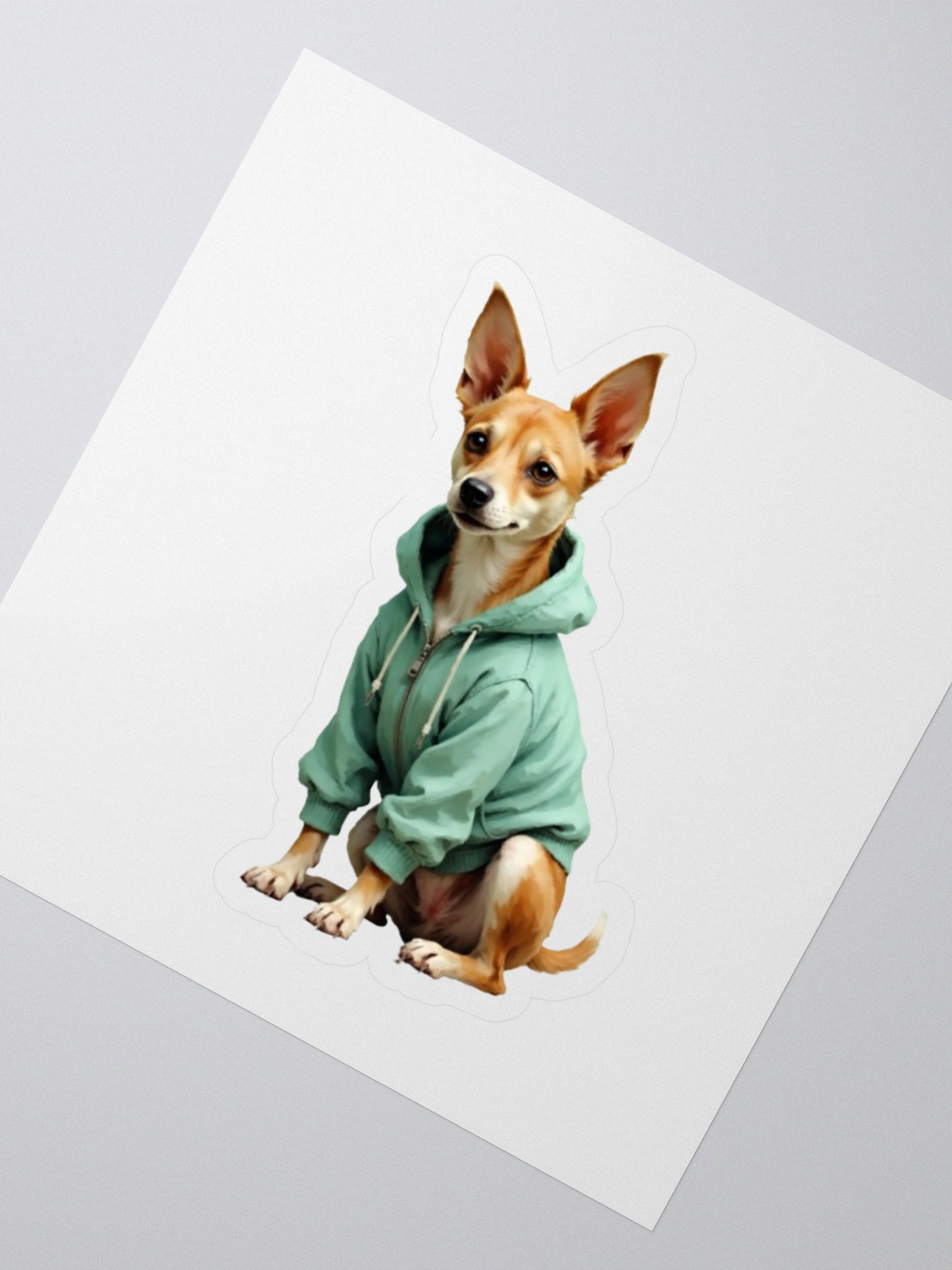 Potcake in Green Hoodie Sticker product image (2)