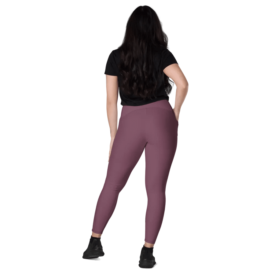 Plain Deep Purplish Red Soft Summer Women's High Waisted Premium Crossover Leggings with Pockets by Treasure Pie product image (8)