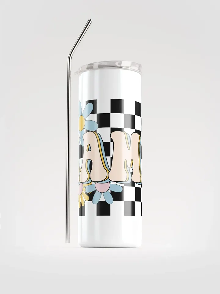 'Floral & Checkered Mama' Stainless Steel Tumbler product image (1)