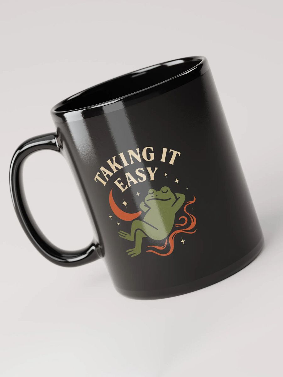 Taking It Easy Black Glossy Mug product image (6)