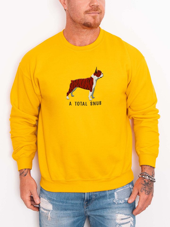 A Total Snub Sweatshirt (Embroidered) of a Boston Terrier(Brindle & White) product image (2)