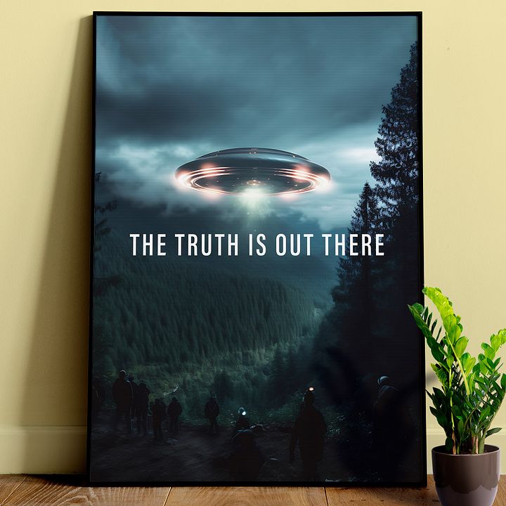 The Truth is Out There/The X-Files poster, S01E01 tagline, 1993 — sci-fi poster, movie art, I want to believe poster, space print, aliens wall decor product image (1)