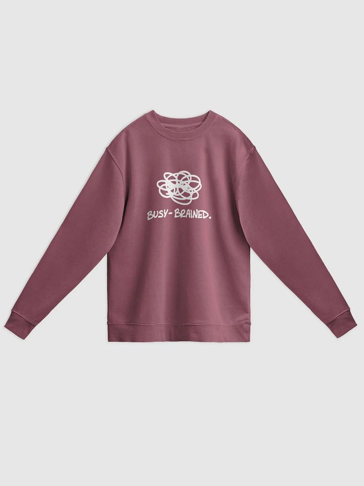 BUSY-BRAINED (white) printed pigment crewneck product image (1)
