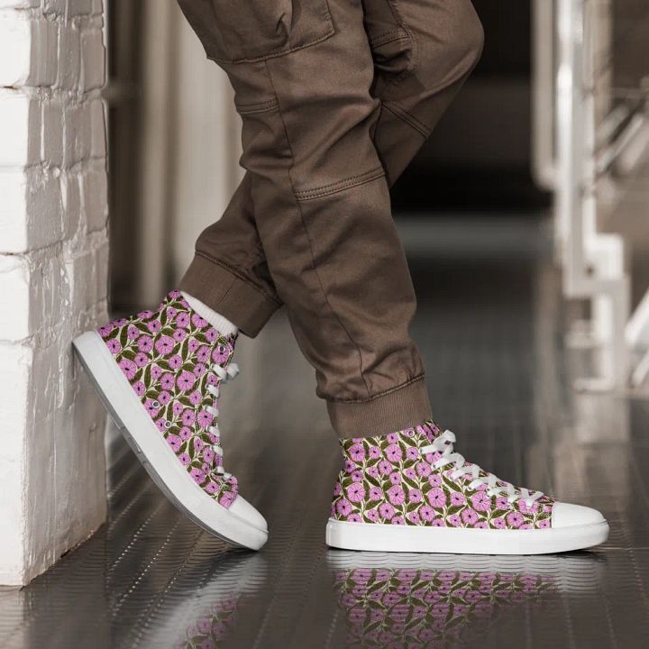 Dipladenia Dreams - Pink and Green - Mens High Top Canvas Shoes product image (1)