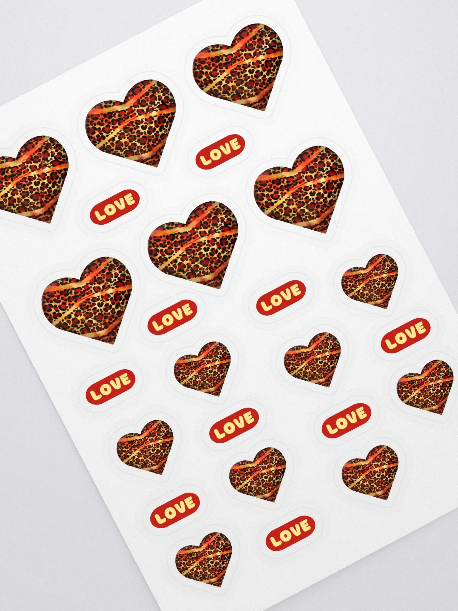 Leopard Skin Red Gold Stripes Heart - Sticker Sheet product image (2)