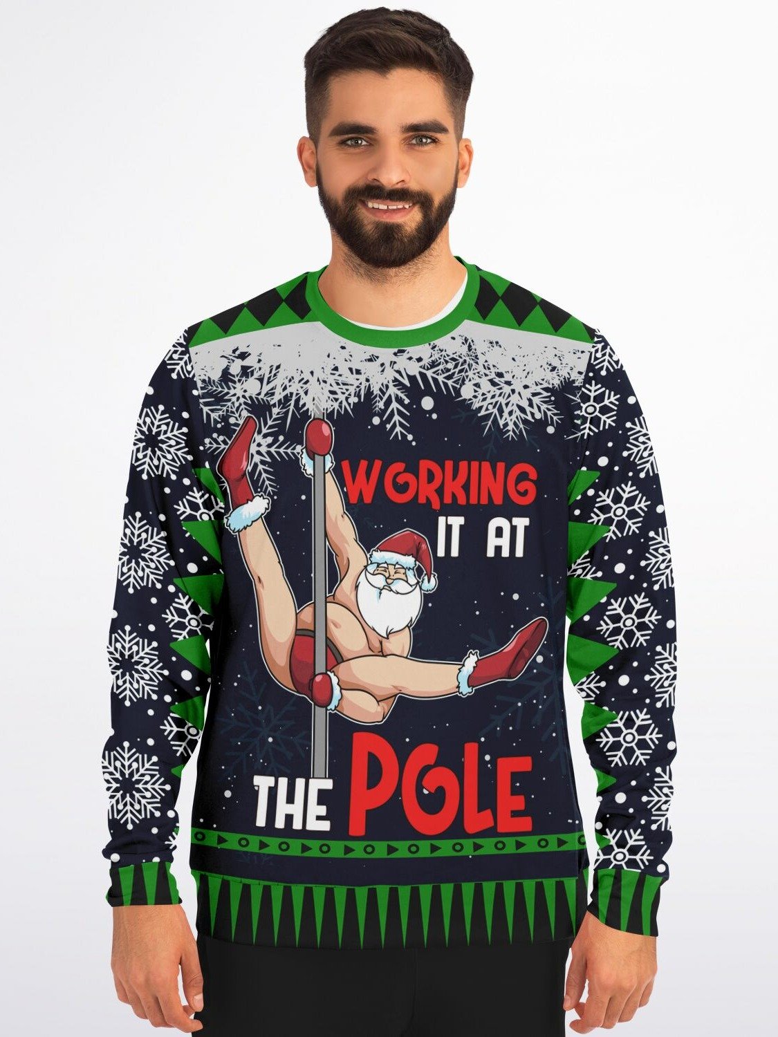 “Working It at the Pole” Funny Christmas Sweatshirt | Holiday Party Jumper | Santa Workout Humor | Unisex Adult Holiday Gift product image (1)