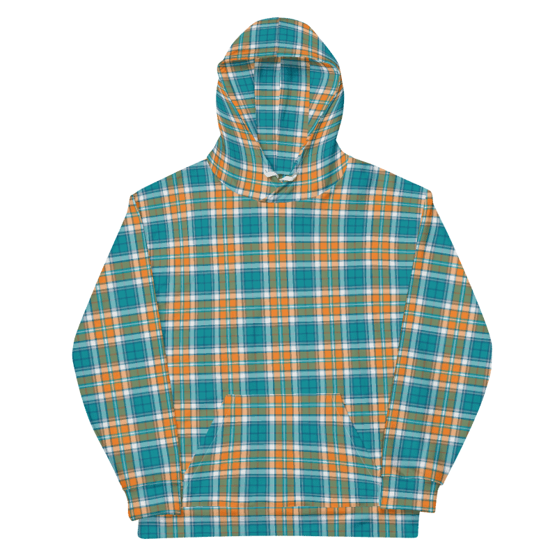 Turquoise and Orange Sporty Plaid Hoodie product image (6)