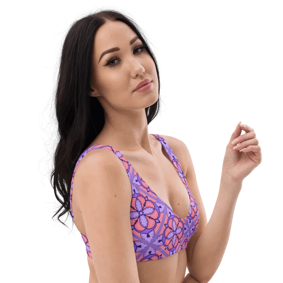 Peach and Lilac Symmetry Pattern Padded Bikini Top product image (1)