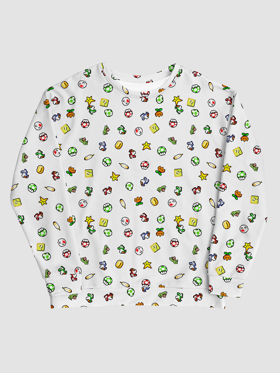 Pixel Mario All-Over Print Unisex Sweatshirt product image (1)