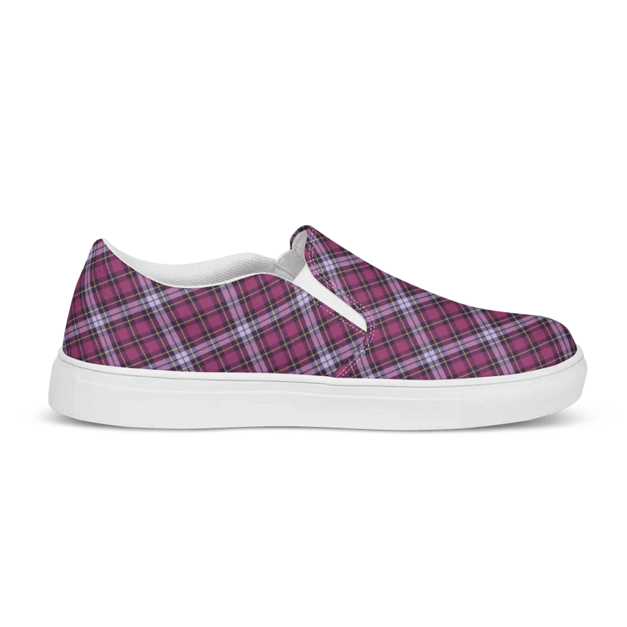 Bright Purple Plaid Women's Slip-On Shoes product image (5)