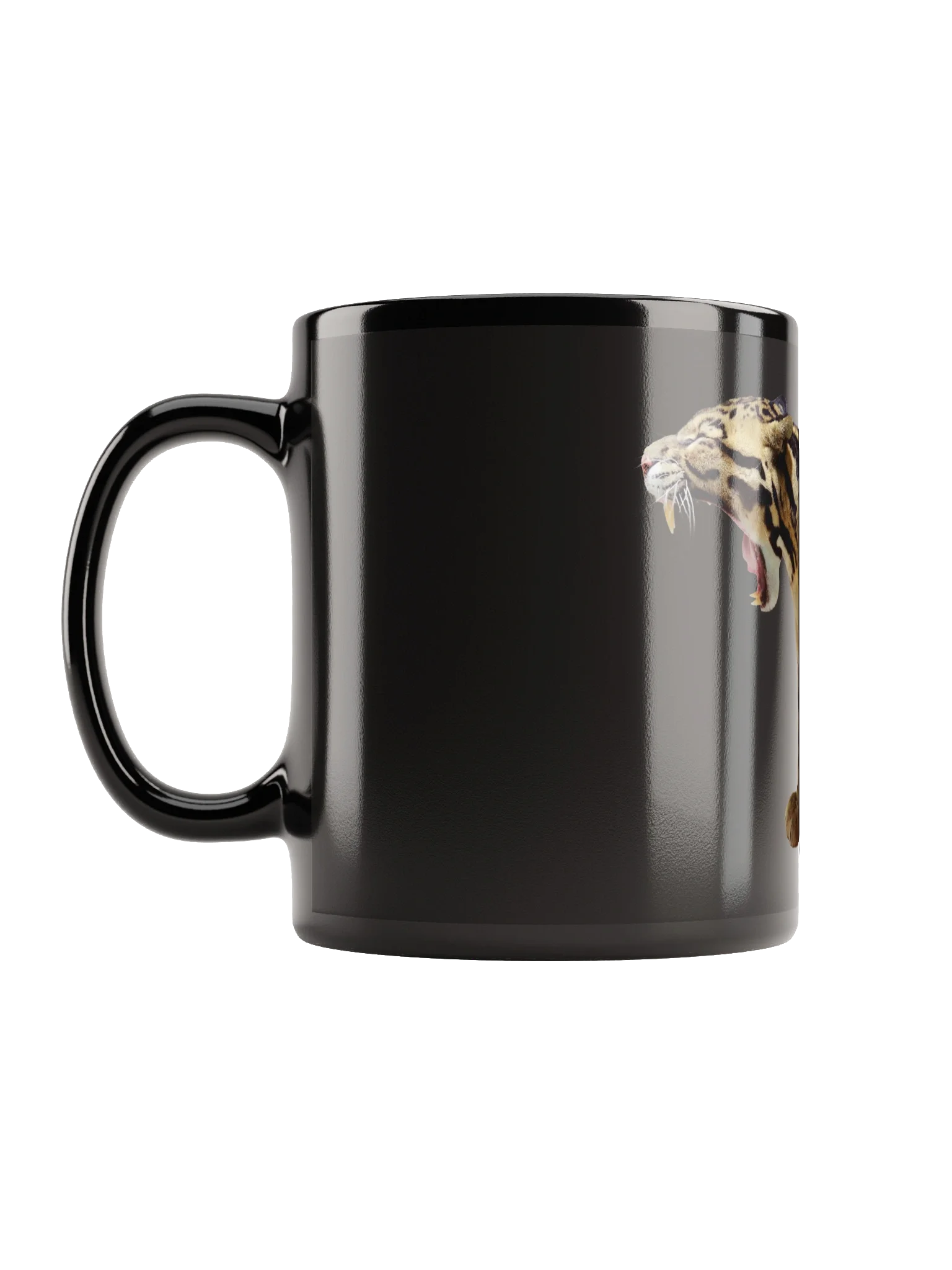 Keramiktasse schwarz - gähnende Raubkatze product image (6)