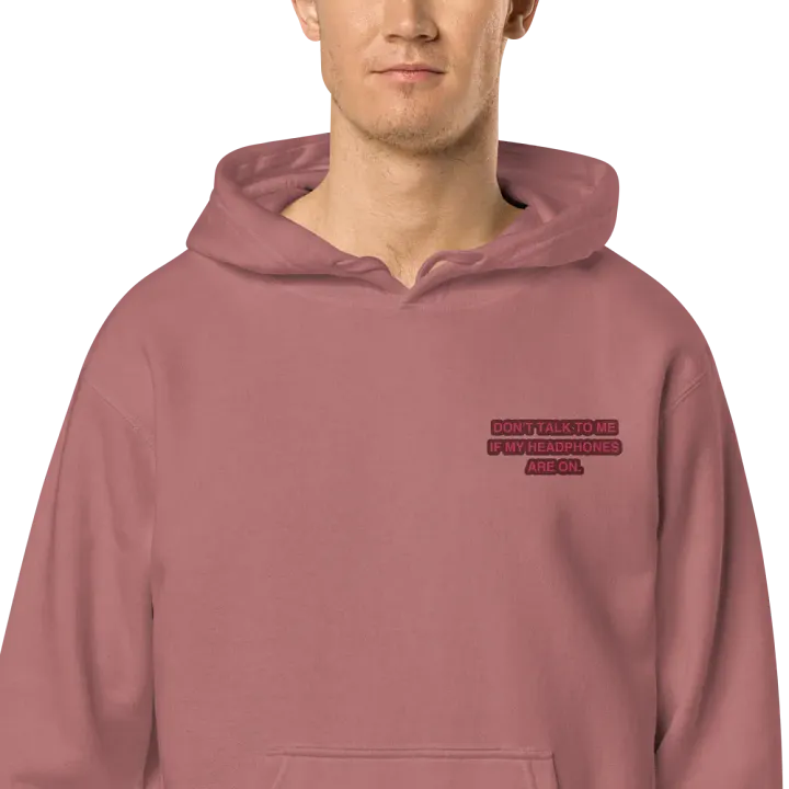 L.C. HEADPHONES ON (rose design) embroidered pigment hoodie product image (2)