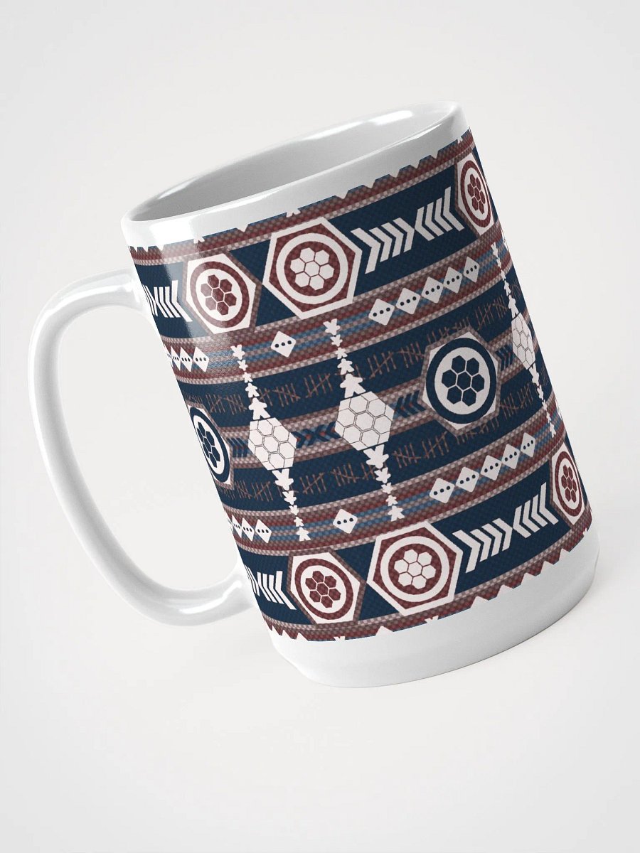 Rustic Southwestern Pattern Board Game Mug, Blue Red Purple 15 oz large mug with Aztek pattern product image (5)