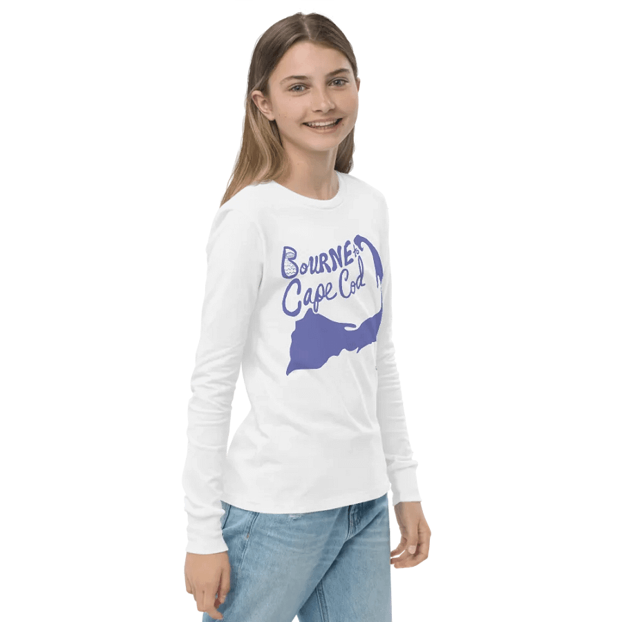 Girls' | BOURNE to Cape Cod™ | Youth Long Sleeve Tee | Coastal Cool for the Next Generation | Slate Blue Logo product image (36)