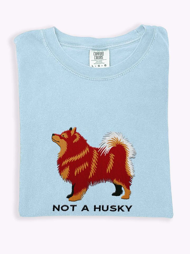 Not a Husky T-Shirt(Embroidered) of a Finnish Lapphund(Red & Tan) product image (1)
